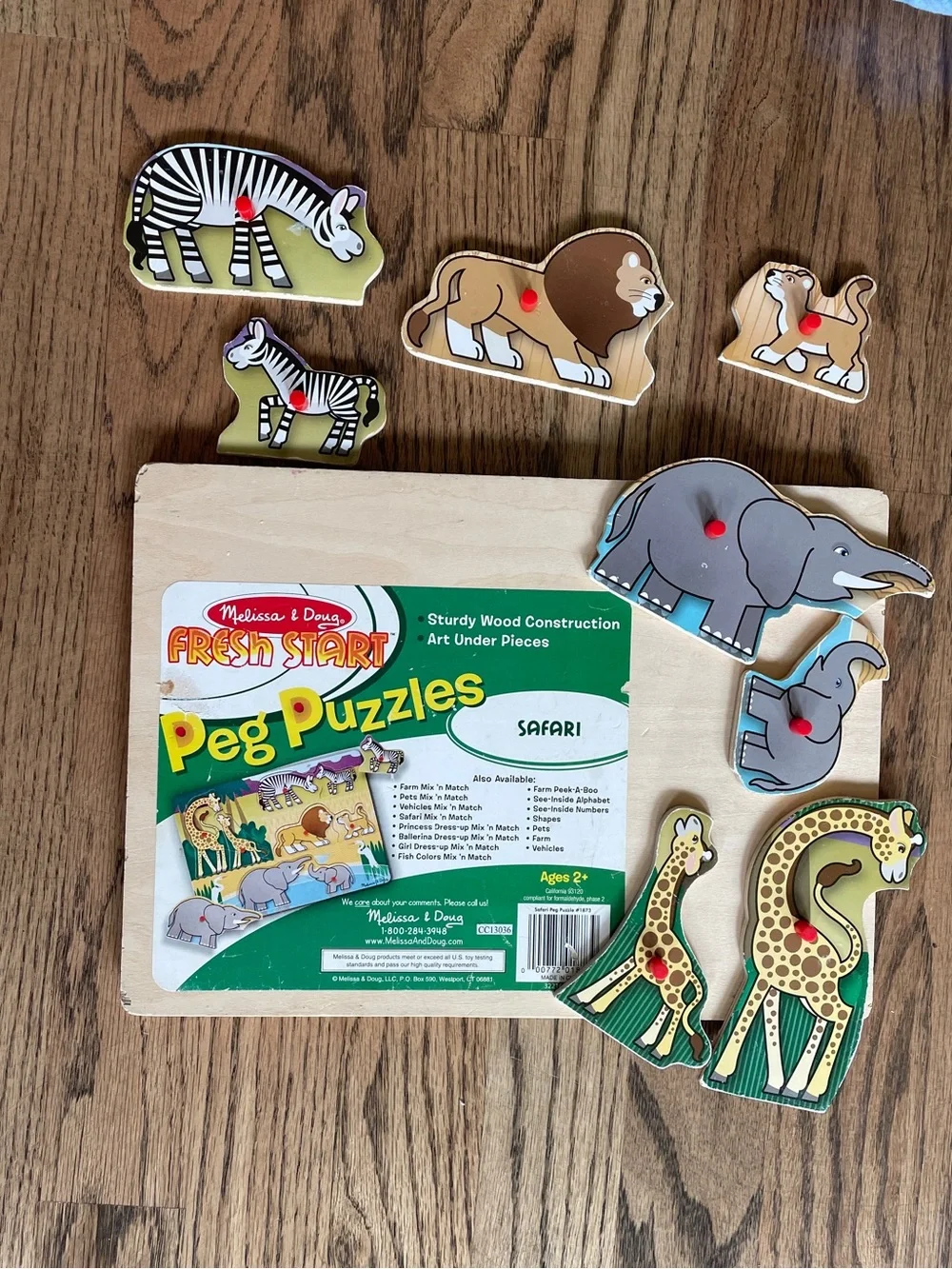 Melissa & Doug Peg Puzzle Bundle: - Construction Site, Safari and Sea Creatures